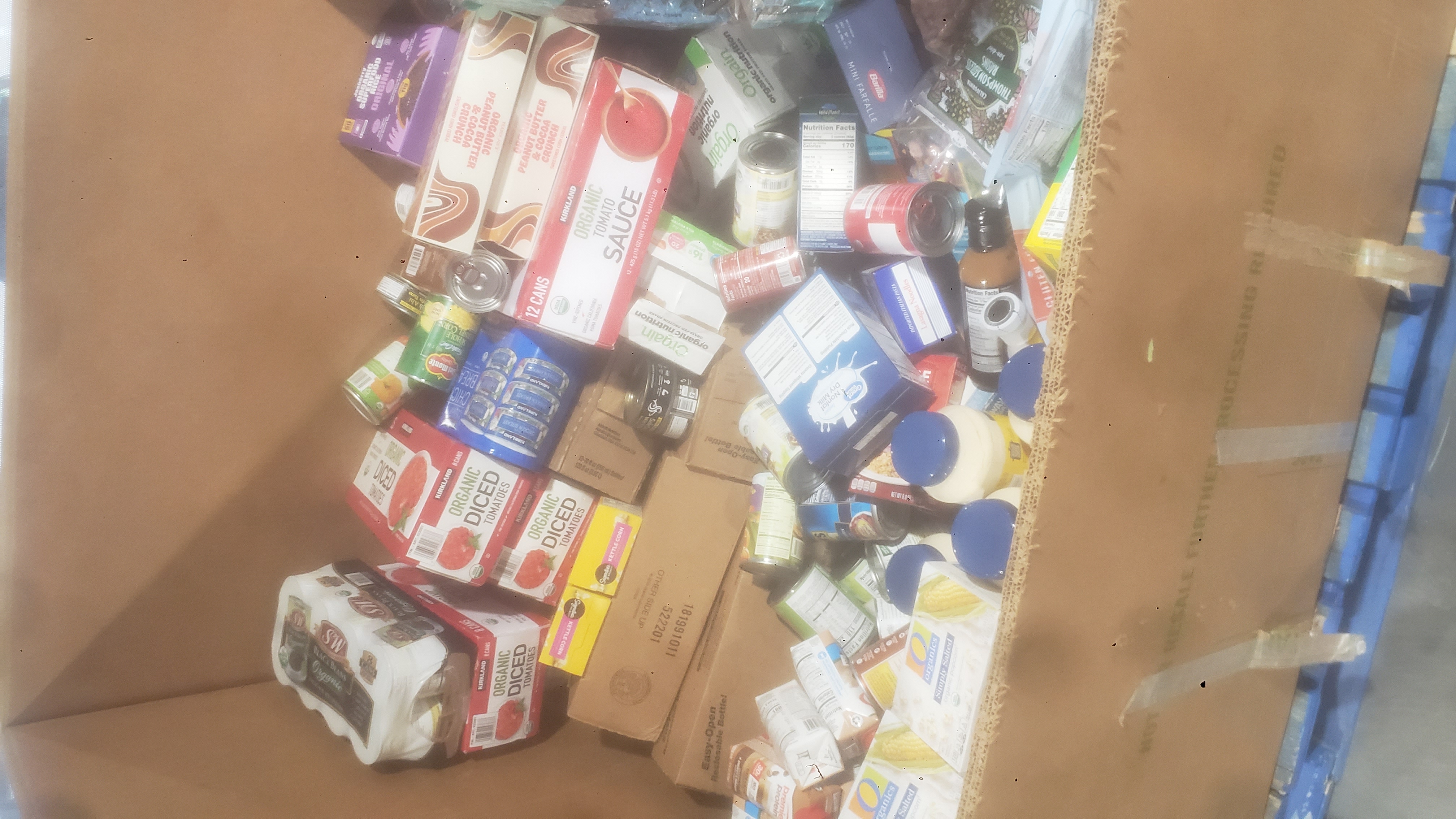 Food filled cardboard container.